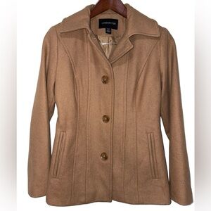 Camel Wool Blend Coat Petite XS Tailored Classic Fall Winter Jacket